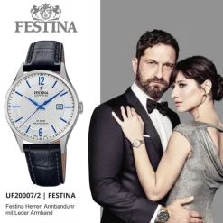 Festina Herren Armbanduhr Swiss Made F20007/2 Quarz Leder schwarz UF20007/2