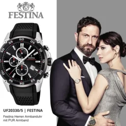 Festina Herren Armbanduhr The Originals F20330/5 Quarz PU schwarz UF20330/5