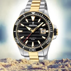 Festina Herren Armbanduhr Prestige F20362/2 Edelstahl silber gold UF20362/2