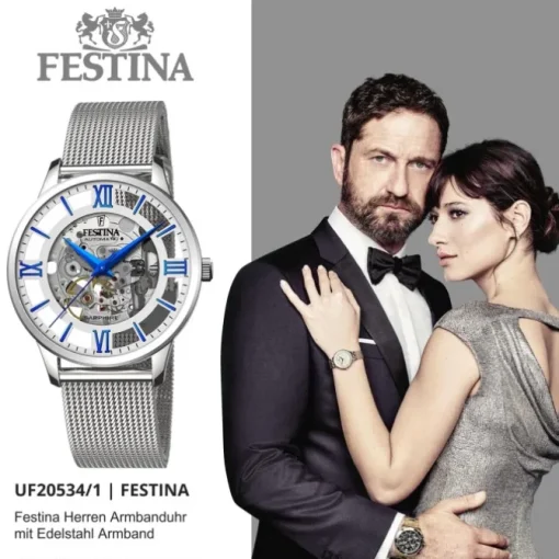 Festina Herren Armbanduhr Automatik F20534/1 Analog Edelstahl silber UF20534/1