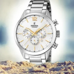 Festina Herren Armbanduhr Time Chronograph F20343/1 Edelstahl silber UF20343/1