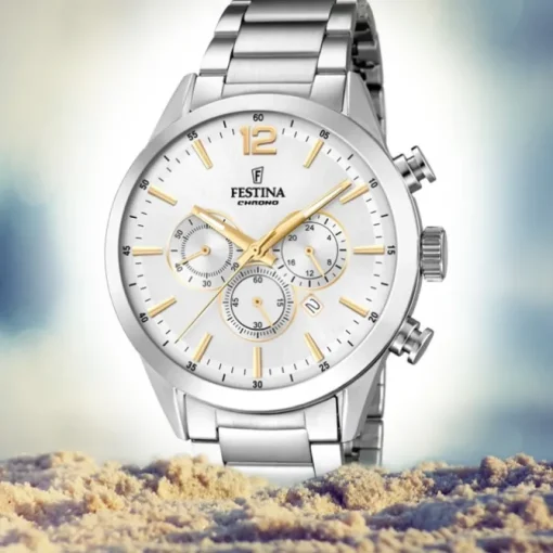 Festina Herren Armbanduhr Time Chronograph F20343/1 Edelstahl silber UF20343/1