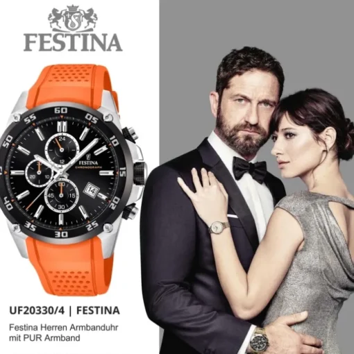 Festina Herren Armbanduhr The Originals F20330/4 Quarz PU orange UF20330/4