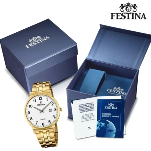 Festina Herren Armbanduhr Klassik F20513/1 Analog Edelstahl gold UF20513/1