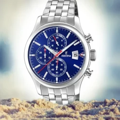 Festina Herren Armbanduhr Time Chronograph F20374/2 Quarz Stahl silber UF20374/2
