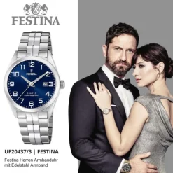Festina Herren Armbanduhr Klassik F20437/3 Quarz Edelstahl silber UF20437/3