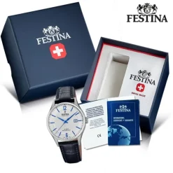 Festina Herren Armbanduhr Swiss Made F20007/2 Quarz Leder schwarz UF20007/2