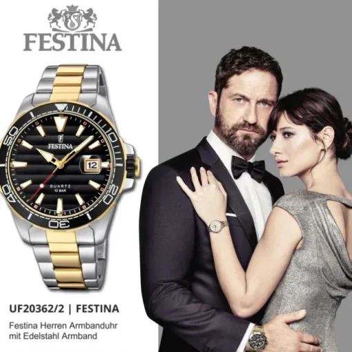 Festina Herren Armbanduhr Prestige F20362/2 Edelstahl silber gold UF20362/2