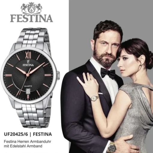 Festina Herren Armbanduhr Klassik F20425/6 Quarz Edelstahl silber UF20425/6