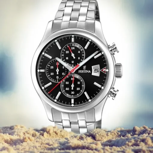 Festina Herren Armbanduhr Time Chronograph F20374/3 Quarz Stahl silber UF20374/3