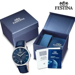 Festina Herren Armbanduhr Klassik F20426/2 Quarz Leder dunkelblau UF20426/2