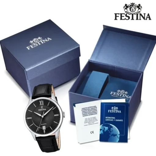 Festina Herren Armbanduhr Klassik F20426/3 Quarz Leder schwarz UF20426/3