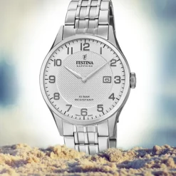 Festina Herren Armbanduhr Swiss Made F20005/1 Quarz Edelstahl silber UF20005/1