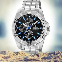 Festina Herren Armbanduhr Multifunktion F20445/6 Edelstahl silber UF20445/6