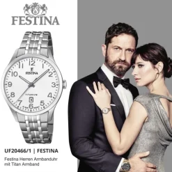Festina Herren Armbanduhr Klassik F20466/1 Quarz Titan silber UF20466/1