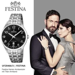 Festina Herren Armbanduhr Klassik F20466/3 Quarz Titan silber UF20466/3