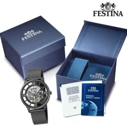 Festina Herren Armbanduhr Automatik F20535/1 Analog Edelstahl schwarz UF20535/1
