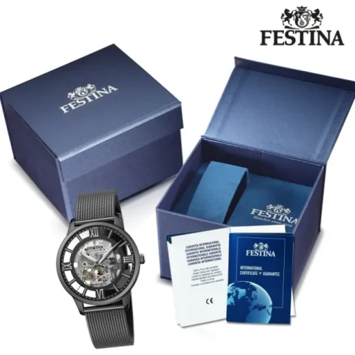 Festina Herren Armbanduhr Automatik F20535/1 Analog Edelstahl schwarz UF20535/1