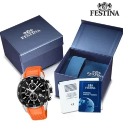 Festina Herren Armbanduhr The Originals F20330/4 Quarz PU orange UF20330/4