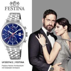 Festina Herren Armbanduhr Time Chronograph F20374/2 Quarz Stahl silber UF20374/2
