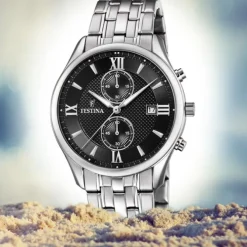 Festina Herren Armbanduhr Retro F6854/8 Quarz Edelstahl silber UF6854/8