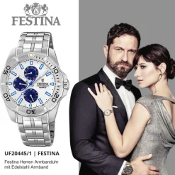 Festina Herren Armbanduhr Multifunktion F20445/1 Edelstahl silber UF20445/1