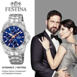 Festina Herren Armbanduhr Multifunktion F20445/5 Edelstahl silber UF20445/5