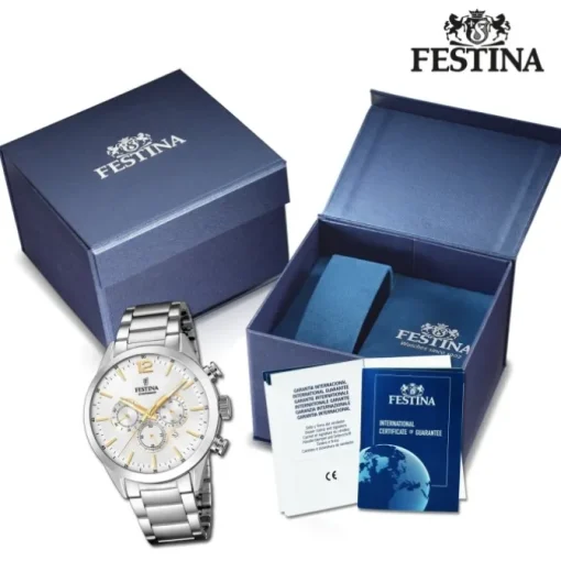 Festina Herren Armbanduhr Time Chronograph F20343/1 Edelstahl silber UF20343/1