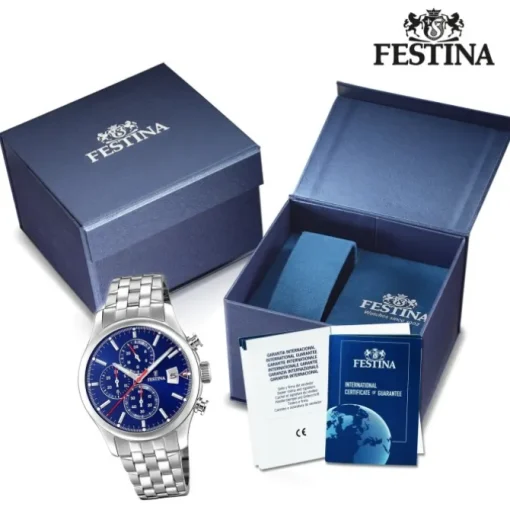 Festina Herren Armbanduhr Time Chronograph F20374/2 Quarz Stahl silber UF20374/2
