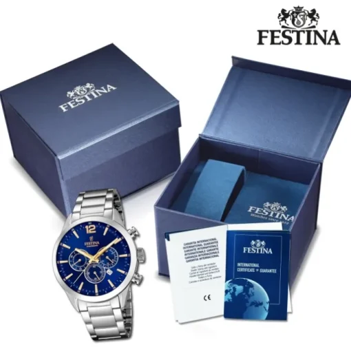 Festina Herren Armbanduhr Time Chronograph F20343/2 Edelstahl silber UF20343/2