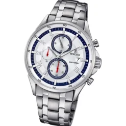Festina Herren-Armbanduhr Timeless Khrono analog Quarz Edelstahl silber UF6853/1
