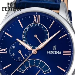 FESTINA Herren-Armbanduhr Retrograde Analog Quarz Leder blau UF16823/3