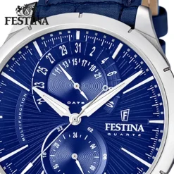 FESTINA Herren-Armbanduhr Retrograde F16573/7 Quarz Leder blau UF16573/7
