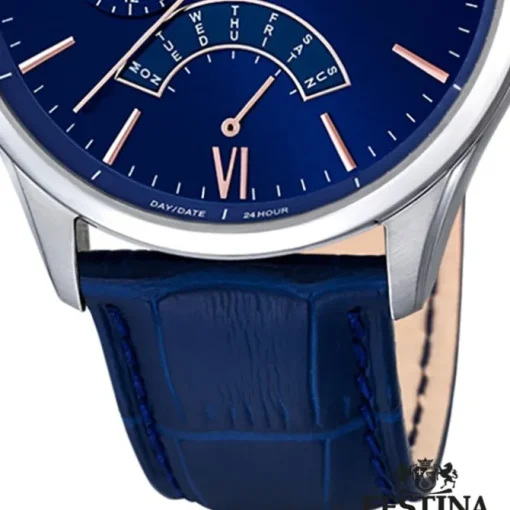 FESTINA Herren-Armbanduhr Retrograde Analog Quarz Leder blau UF16823/3