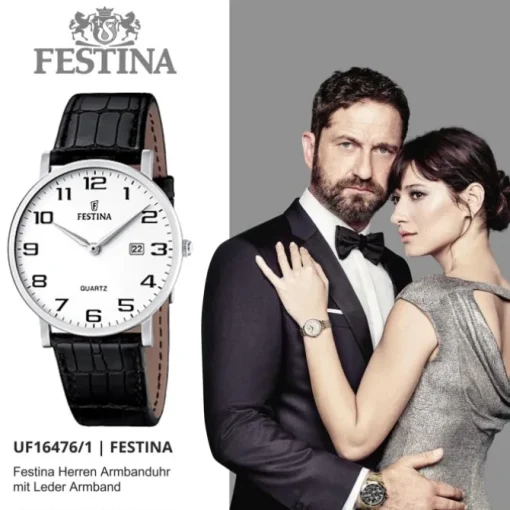 FESTINA Herren-Armbanduhr analog Quarz Leder Klassik Uhr UF16476/1