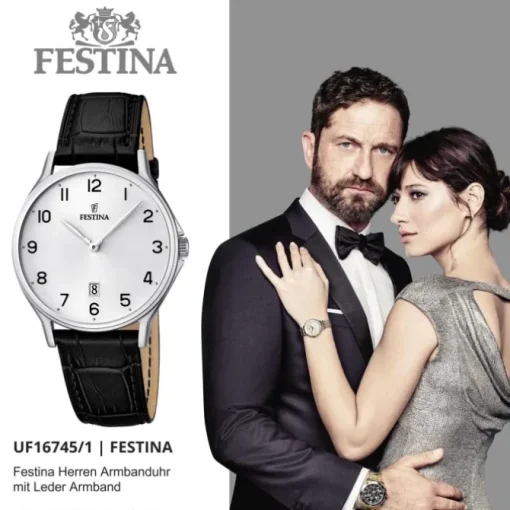 FESTINA Herren-Armbanduhr Klassik analog Quarz Leder UF16745/1