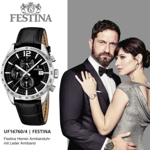 FESTINA Herren-Armbanduhr Sport Chronograph analog Quarz Leder UF16760/4