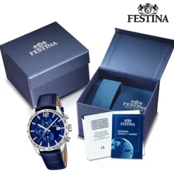 FESTINA Herren-Armbanduhr Sport Chronograph analog Quarz Leder UF16760/3