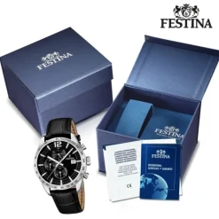 FESTINA Herren-Armbanduhr Sport Chronograph analog Quarz Leder UF16760/4