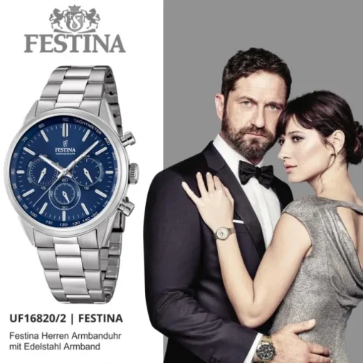 FESTINA Herren-Armbanduhr Timeless Chronograph Quarz Edelstahl silber UF16820/2