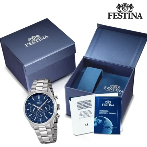 FESTINA Herren-Armbanduhr Timeless Chronograph Quarz Edelstahl silber UF16820/2
