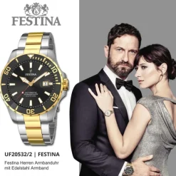 Festina Herrenuhr Automatik F20532/2 Armbanduhr Edelstahl silber gold UF20532/2