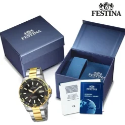Festina Herrenuhr Automatik F20532/2 Armbanduhr Edelstahl silber gold UF20532/2