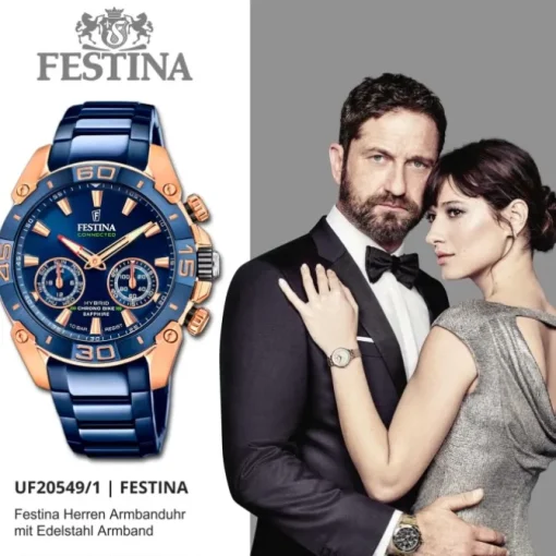 Festina Herrenuhr Chrono Bike F20549/1 Armbanduhr Edelstahl blau UF20549/1