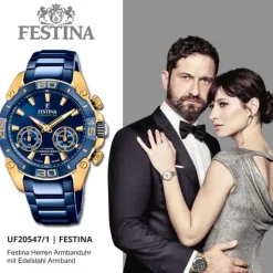 Festina Herrenuhr Chrono Bike F20547/1 Armbanduhr Edelstahl blau UF20547/1