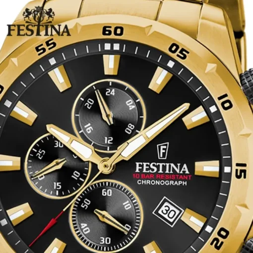 Festina Herrenuhr Chronograph Sport F20541/4 Armbanduhr Edelstahl gold UF20541/4
