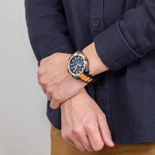Festina Herrenuhr Chronograph Sport Armbanduhr Edelstahl blau gold UF20564/1