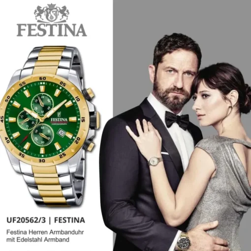 Festina Herrenuhr Chronograph Sport Armbanduhr Edelstahl silber gold UF20562/3
