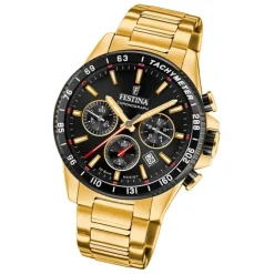 Festina Herrenuhr Edelstahl gold Timeless Chronograph Armbanduhr UF20634/5