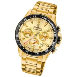 Festina Herrenuhr Edelstahl gold Timeless Chronograph Armbanduhr UF20634/6